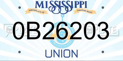 0B26203 Mississippi License Plate