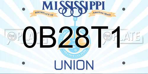 0B28T1 Mississippi License Plate