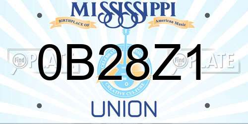 0B28Z1 Mississippi License Plate