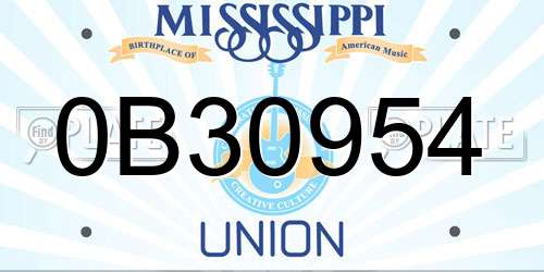 0B30954 Mississippi License Plate