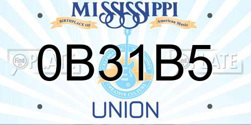 0B31B5 Mississippi License Plate