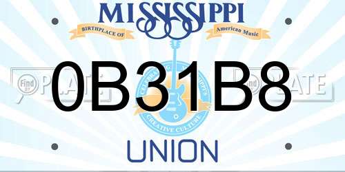 0B31B8 Mississippi License Plate