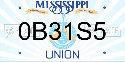 0B31S5 Mississippi License Plate