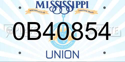 0B40854 Mississippi License Plate