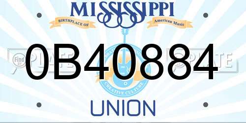 0B40884 Mississippi License Plate