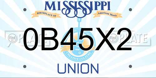 0B45X2 Mississippi License Plate
