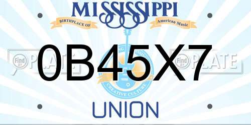 0B45X7 Mississippi License Plate
