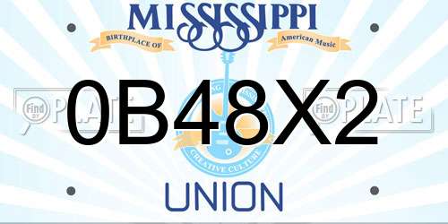 0B48X2 Mississippi License Plate