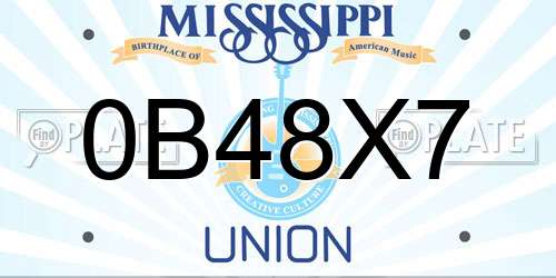0B48X7 Mississippi License Plate