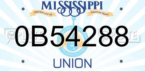 0B54288 Mississippi License Plate