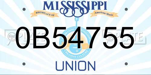 0B54755 Mississippi License Plate