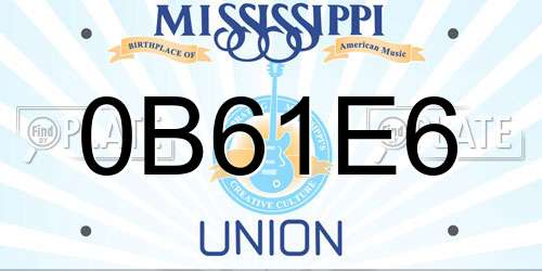 0B61E6 Mississippi License Plate
