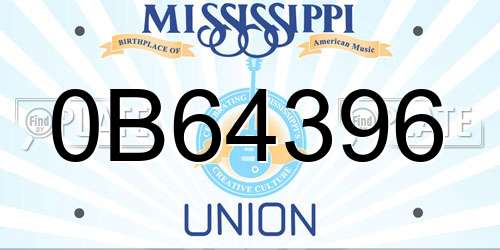 0B64396 Mississippi License Plate