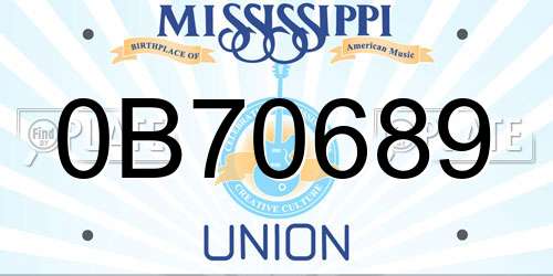0B70689 Mississippi License Plate