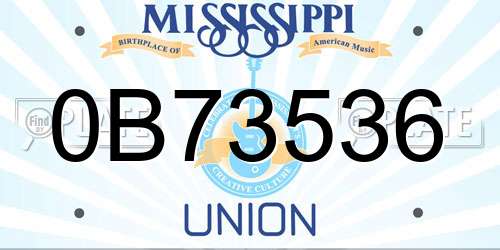 0B73536 Mississippi License Plate