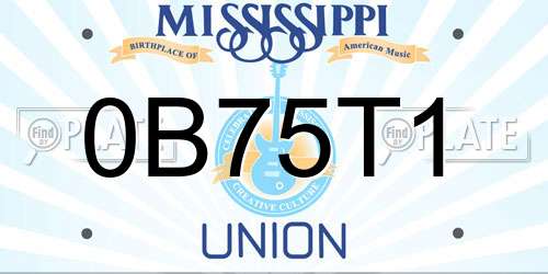 0B75T1 Mississippi License Plate