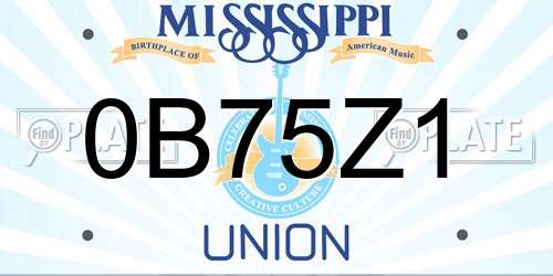 0B75Z1 Mississippi License Plate