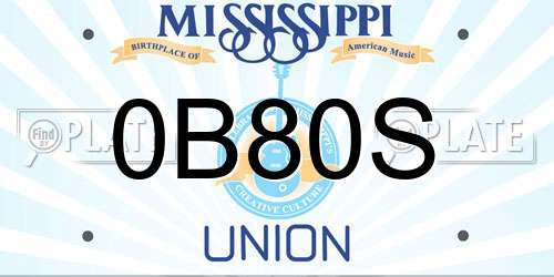 0B80S Mississippi License Plate