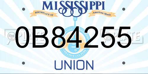 0B84255 Mississippi License Plate