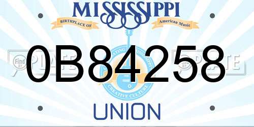 0B84258 Mississippi License Plate