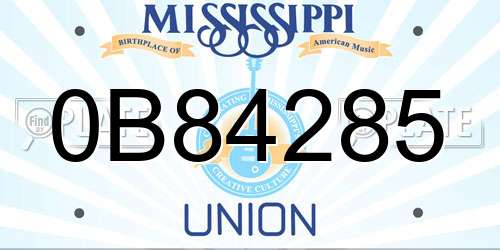 0B84285 Mississippi License Plate