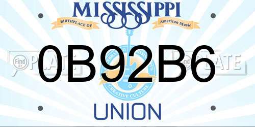 0B92B6 Mississippi License Plate