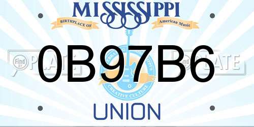 0B97B6 Mississippi License Plate