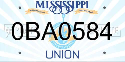 0BA0584 Mississippi License Plate