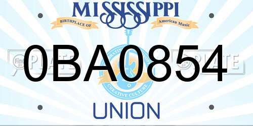 0BA0854 Mississippi License Plate