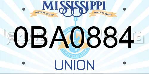 0BA0884 Mississippi License Plate