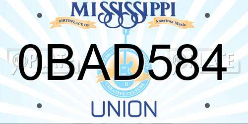 0BAD584 Mississippi License Plate