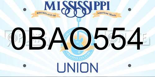 0BAO554 Mississippi License Plate
