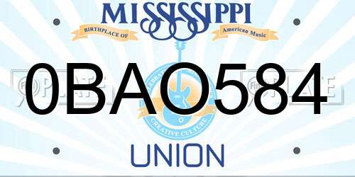 0BAO584 Mississippi License Plate