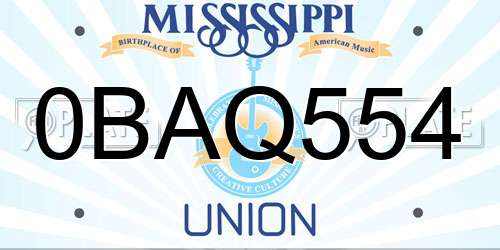 0BAQ554 Mississippi License Plate