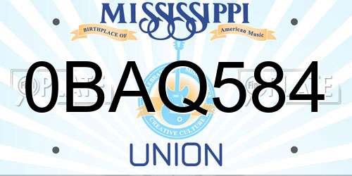 0BAQ584 Mississippi License Plate