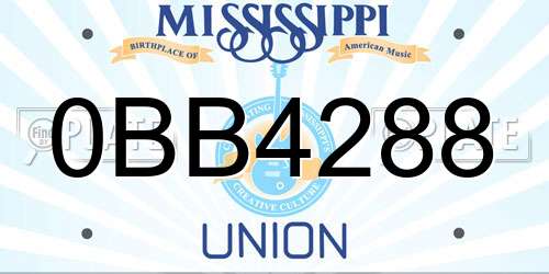 0BB4288 Mississippi License Plate