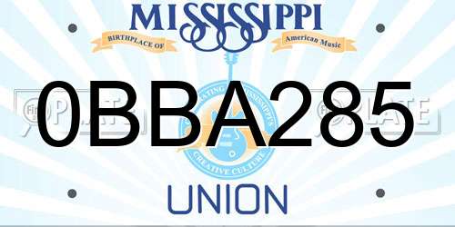 0BBA285 Mississippi License Plate