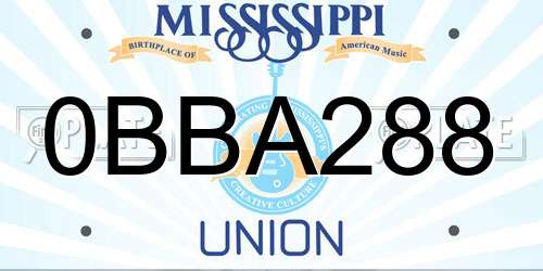 0BBA288 Mississippi License Plate