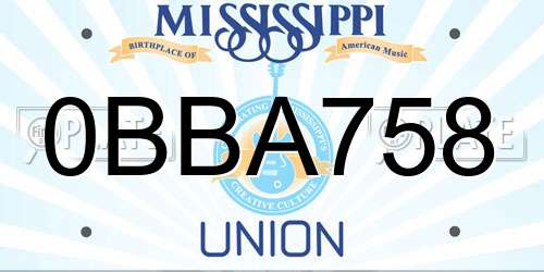 0BBA758 Mississippi License Plate