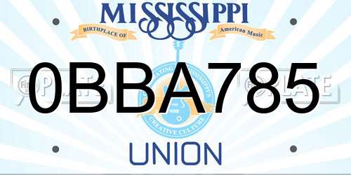 0BBA785 Mississippi License Plate