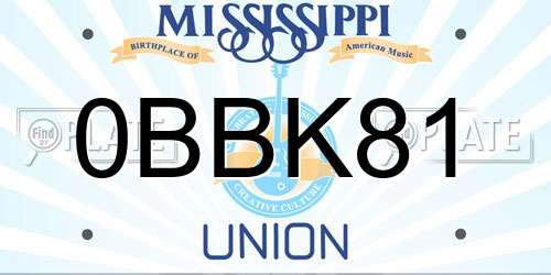 0BBK81 Mississippi License Plate