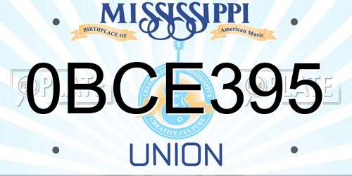0BCE395 Mississippi License Plate