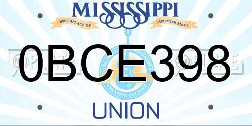 0BCE398 Mississippi License Plate
