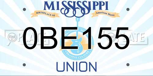 0BE155 Mississippi License Plate