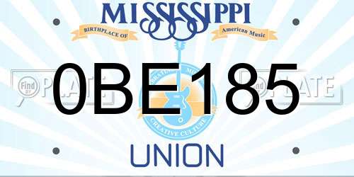 0BE185 Mississippi License Plate