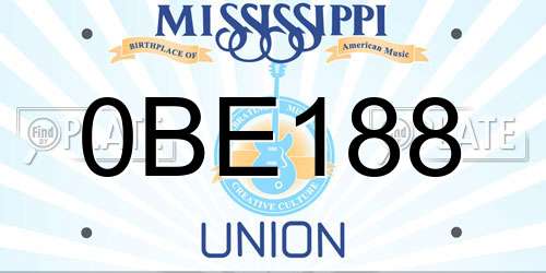 0BE188 Mississippi License Plate
