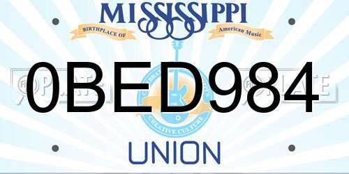 0BED984 Mississippi License Plate
