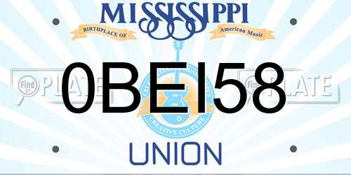 0BEI58 Mississippi License Plate
