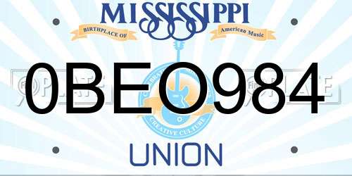 0BEO984 Mississippi License Plate