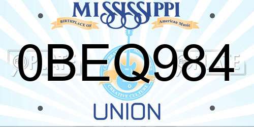 0BEQ984 Mississippi License Plate